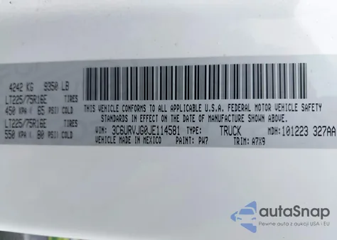 2018 Ram Promaster 3500 Cargo Van High Roof 159 Wb Ext from USA, damaged, VIN 3C6URVJG0JE114581
